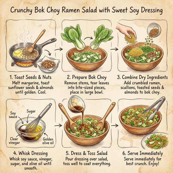 Crunchy Bok Choy Ramen Salad with Sweet Soy Dressing instructions