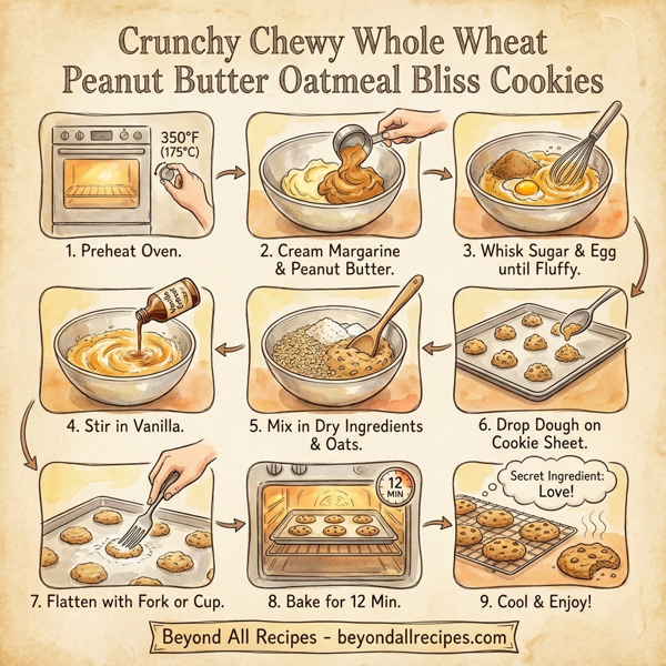 Crunchy Chewy Whole Wheat Peanut Butter Oatmeal Bliss Cookies instructions