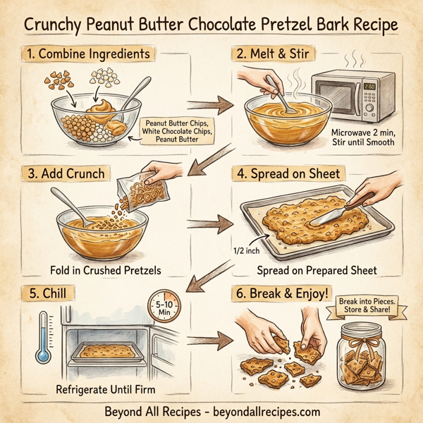 Crunchy Peanut Butter Chocolate Pretzel Bark instructions