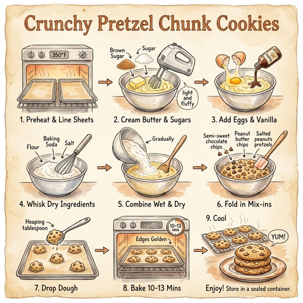 Crunchy Pretzel Chunk Cookies instructions