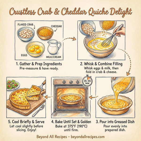 Crustless Crab & Cheddar Quiche Delight instructions