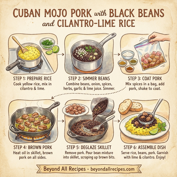 Cuban Mojo Pork with Black Beans and Cilantro-Lime Rice instructions