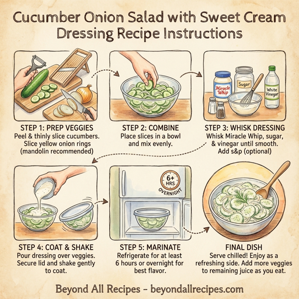 Cucumber Onion Salad with Sweet Cream Dressing instructions