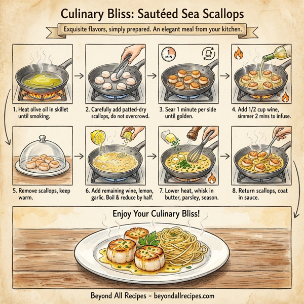 Culinary Bliss: Sautéed Sea Scallops in Luscious White Wine Reduction instructions
