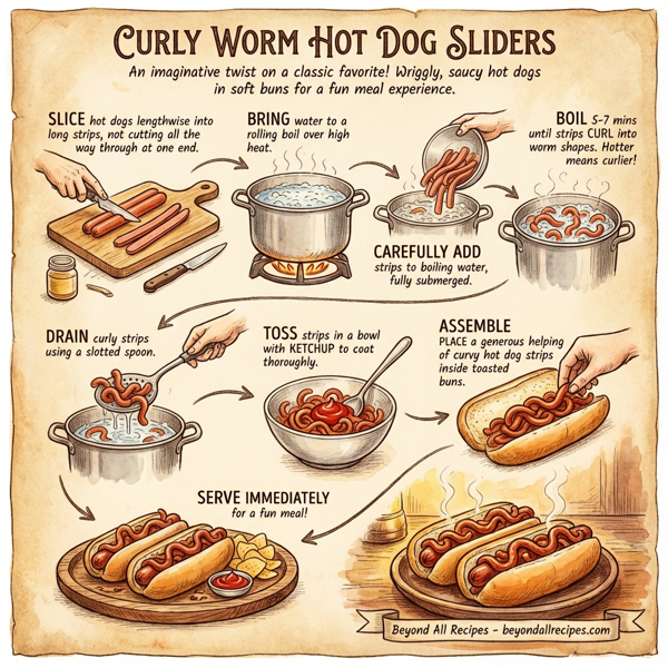 Curly Worm Hot Dog Sliders instructions