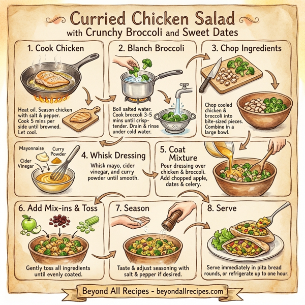 Curried Chicken Salad with Crunchy Broccoli and Sweet Dates instructions