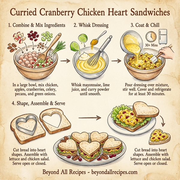 Curried Cranberry Chicken Heart Sandwiches instructions