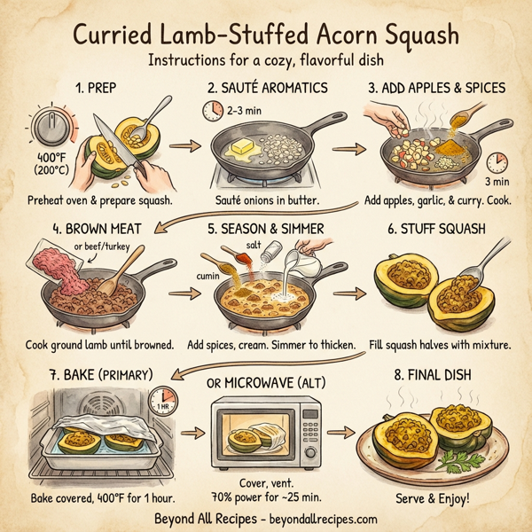 Curried Lamb-Stuffed Acorn Squash instructions