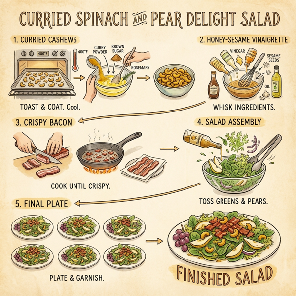 Curried Spinach and Pear Delight Salad instructions