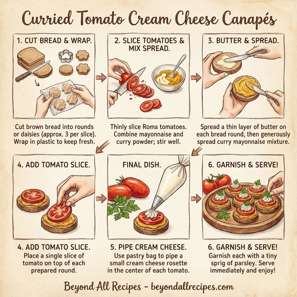 Curried Tomato Cream Cheese Canapés instructions