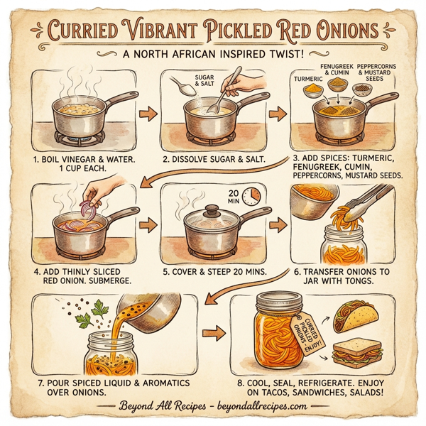 Curried Vibrant Pickled Red Onions instructions