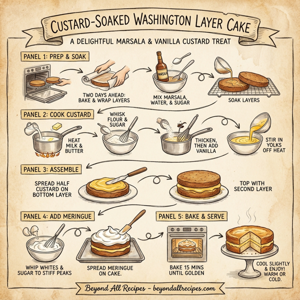 Custard-Soaked Washington Layer Cake instructions