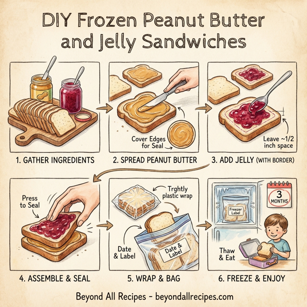 DIY Frozen Peanut Butter and Jelly Sandwiches instructions
