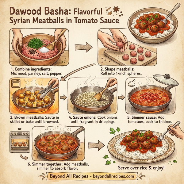 Dawood Basha: Flavorful Syrian Meatballs in Tomato Sauce instructions
