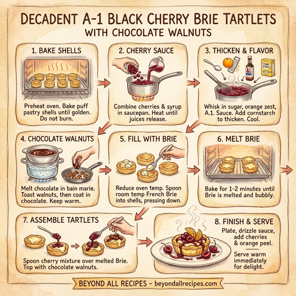 Decadent A-1 Black Cherry Brie Tartlets with Chocolate Walnuts instructions