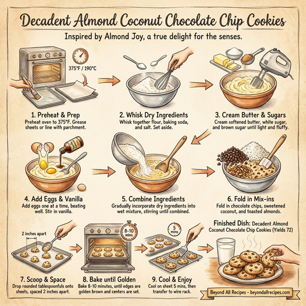 Decadent Almond Coconut Chocolate Chip Cookies instructions