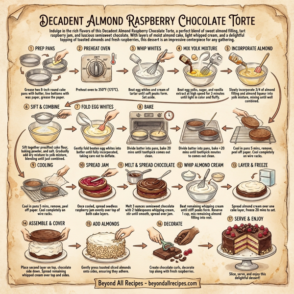 Decadent Almond Raspberry Chocolate Torte instructions