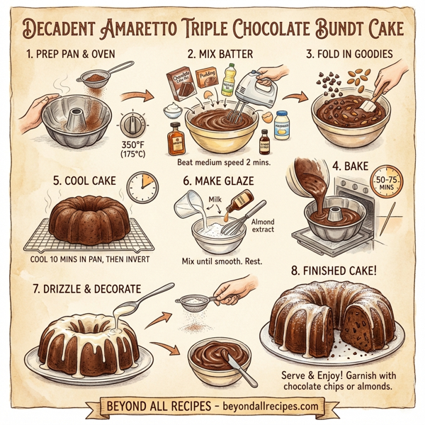 Decadent Amaretto Triple Chocolate Bundt Cake instructions