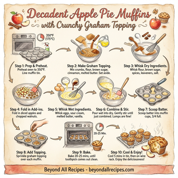 Decadent Apple Pie Muffins with Crunchy Graham Topping instructions