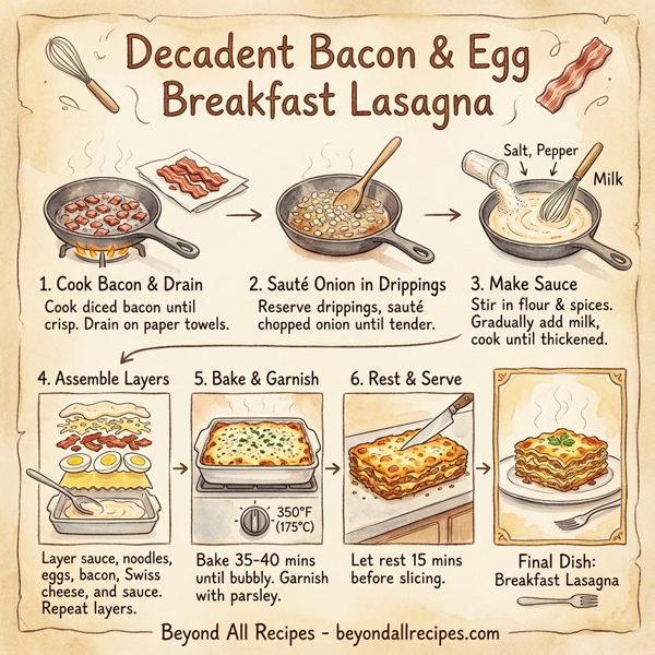 Decadent Bacon and Egg Breakfast Lasagna instructions