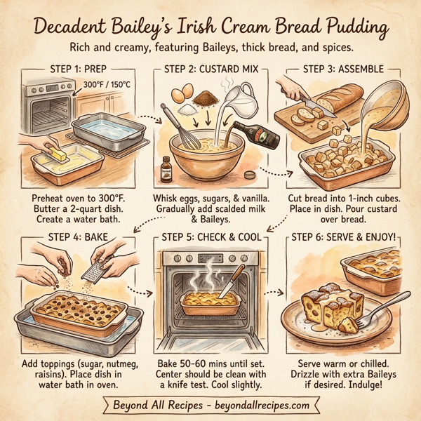 Decadent Bailey's Irish Cream Bread Pudding instructions
