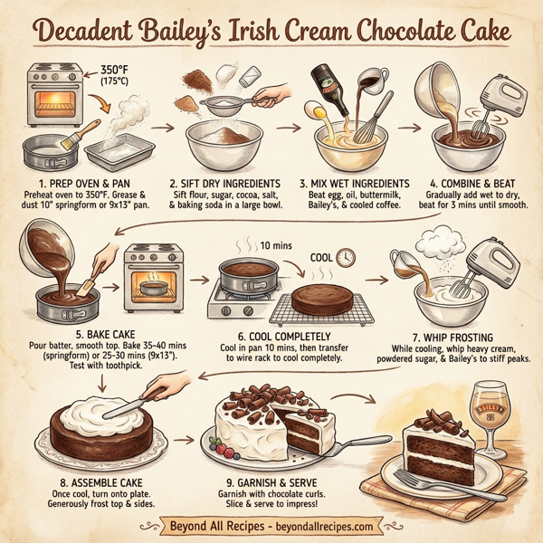 Decadent Bailey's Irish Cream Chocolate Cake instructions