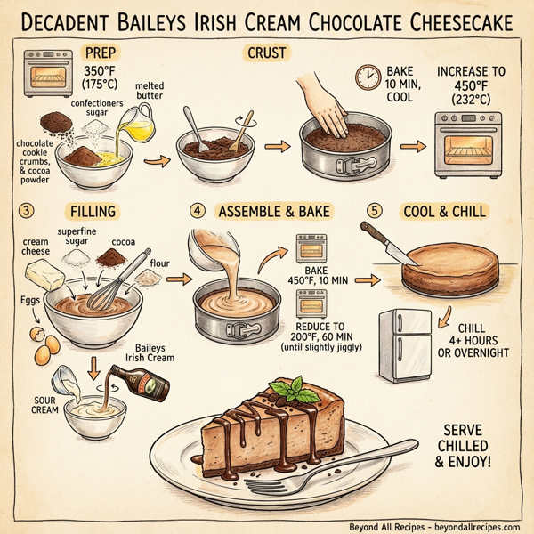 Decadent Baileys Irish Cream Chocolate Cheesecake instructions