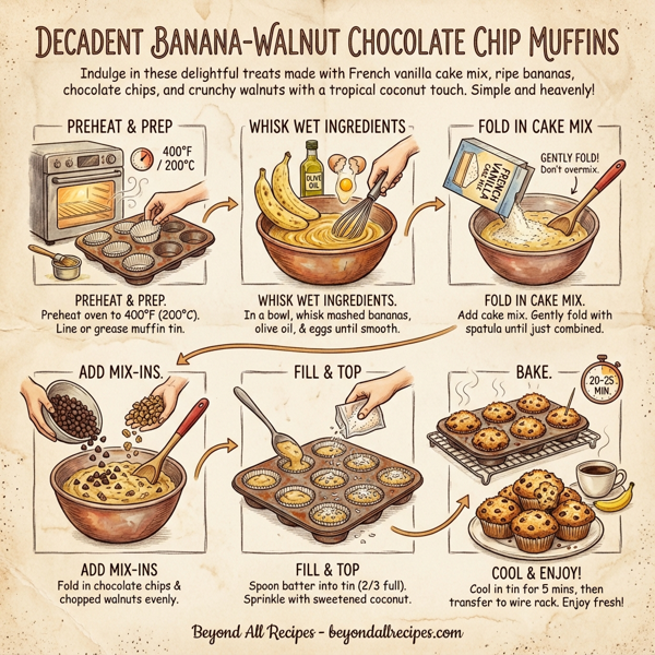 Decadent Banana-Walnut Chocolate Chip Muffins instructions
