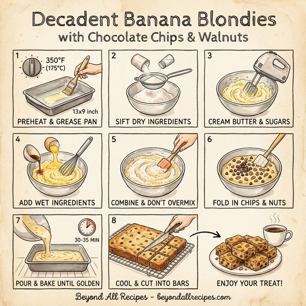 Decadent Banana Blondies with Chocolate Chips & Walnuts instructions