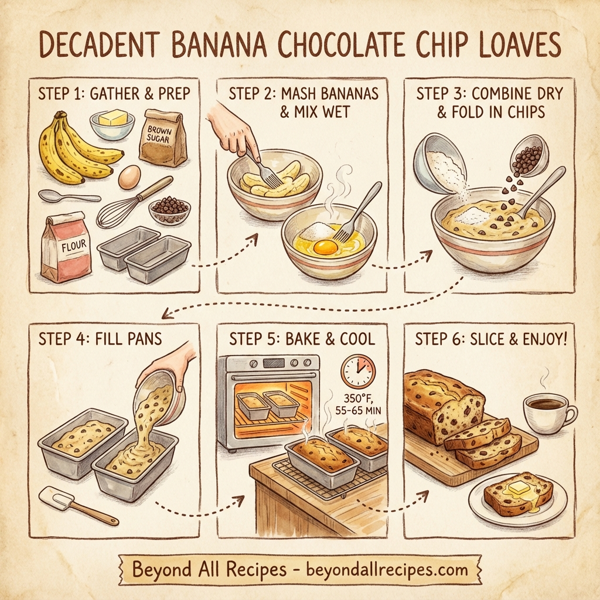 Decadent Banana Chocolate Chip Loaves instructions