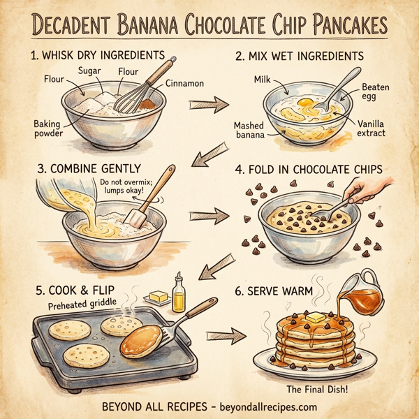 Decadent Banana Chocolate Chip Pancakes instructions