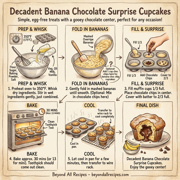 Decadent Banana Chocolate Surprise Cupcakes instructions