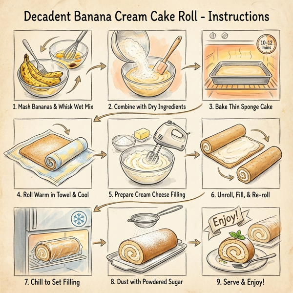 Decadent Banana Cream Cake Roll instructions