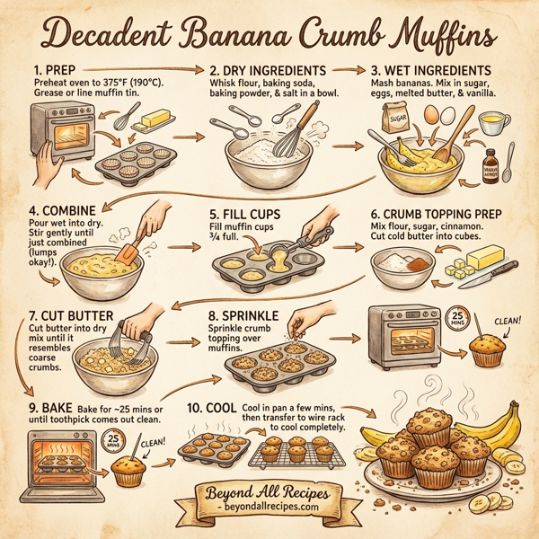 Decadent Banana Crumb Muffins instructions