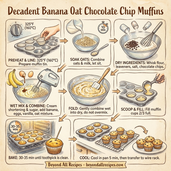 Decadent Banana Oat Chocolate Chip Muffins instructions