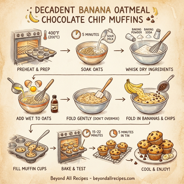 Decadent Banana Oatmeal Chocolate Chip Muffins instructions