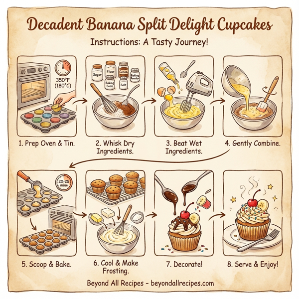 Decadent Banana Split Delight Cupcakes instructions