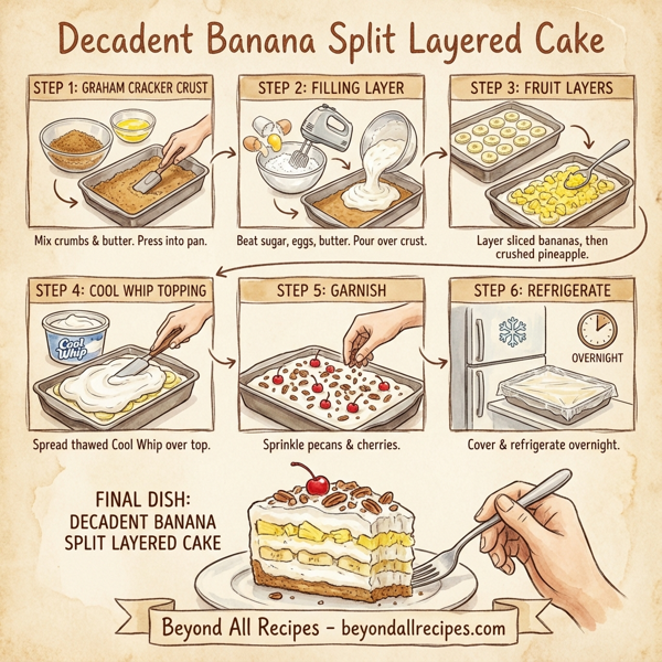 Decadent Banana Split Layered Cake instructions