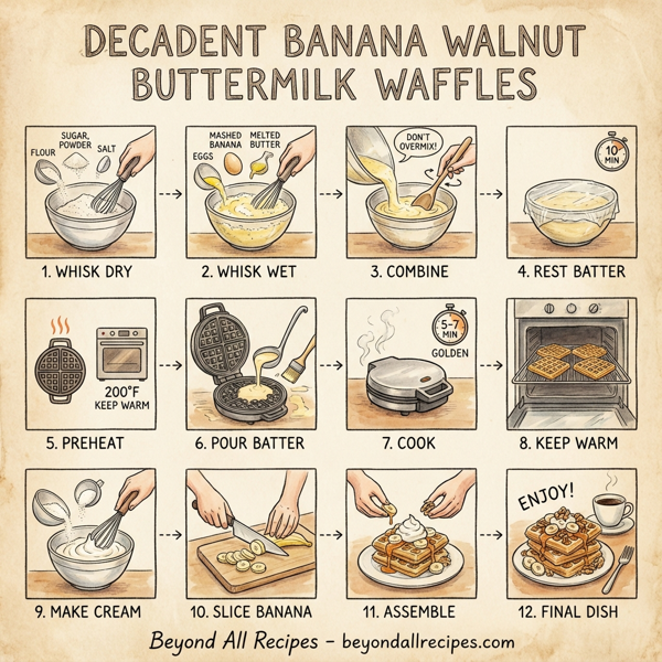 Decadent Banana Walnut Buttermilk Waffles instructions