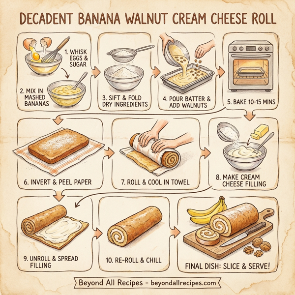 Decadent Banana Walnut Cream Cheese Roll instructions