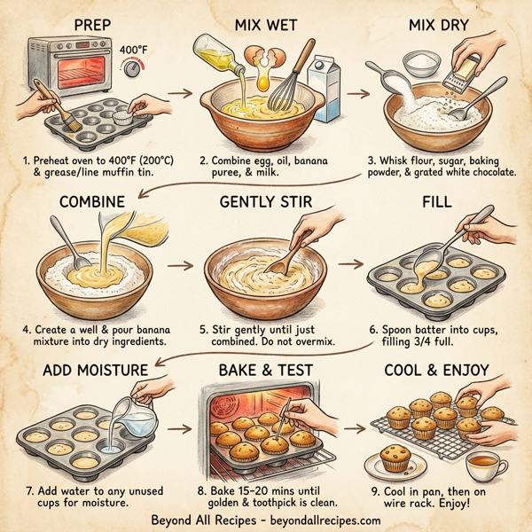 Decadent Banana & White Chocolate Muffins instructions