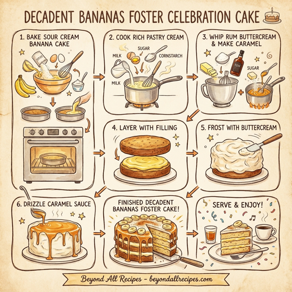 Decadent Bananas Foster Celebration Cake instructions