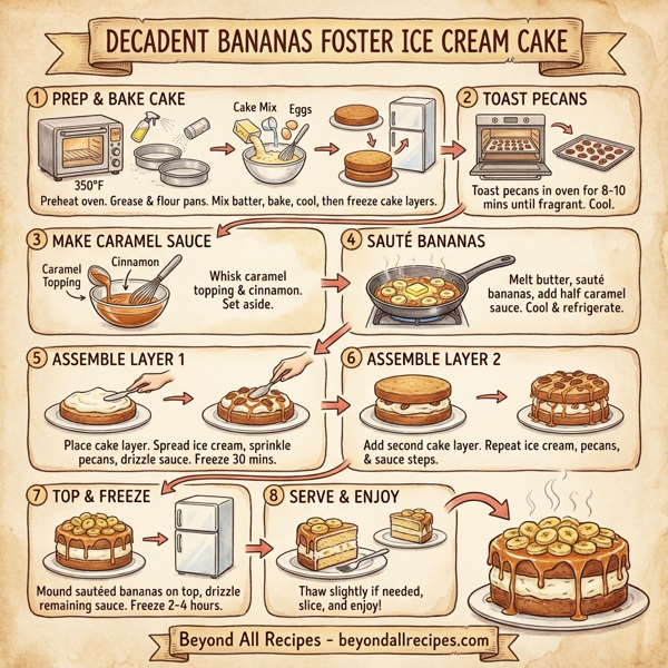 Decadent Bananas Foster Ice Cream Cake instructions