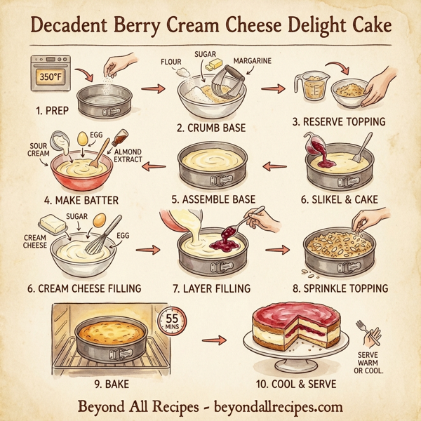 Decadent Berry Cream Cheese Delight Cake instructions