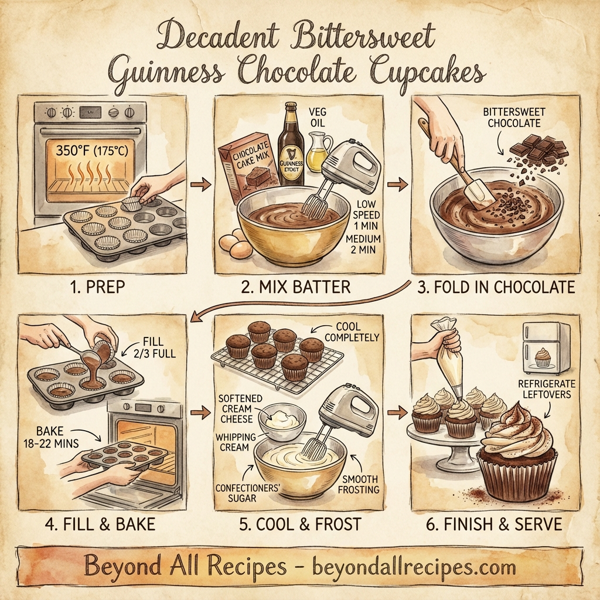 Decadent Bittersweet Guinness Chocolate Cupcakes instructions
