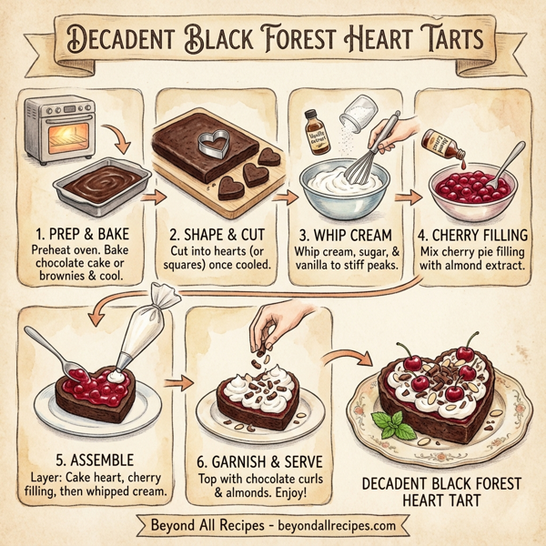 Decadent Black Forest Heart Tarts instructions