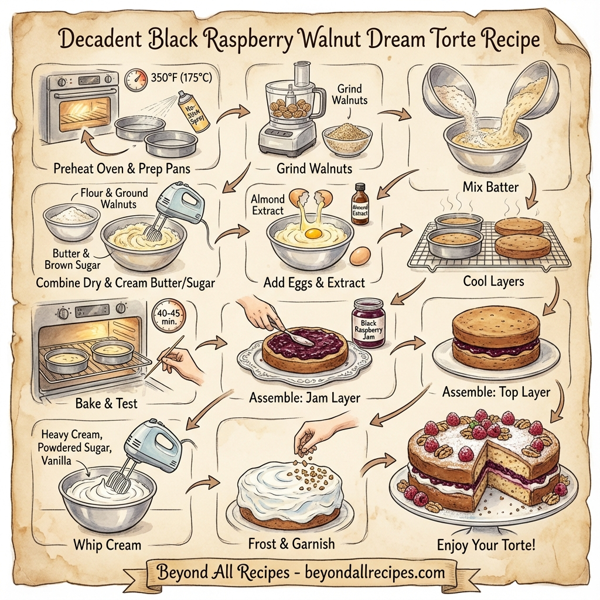 Decadent Black Raspberry Walnut Dream Torte instructions