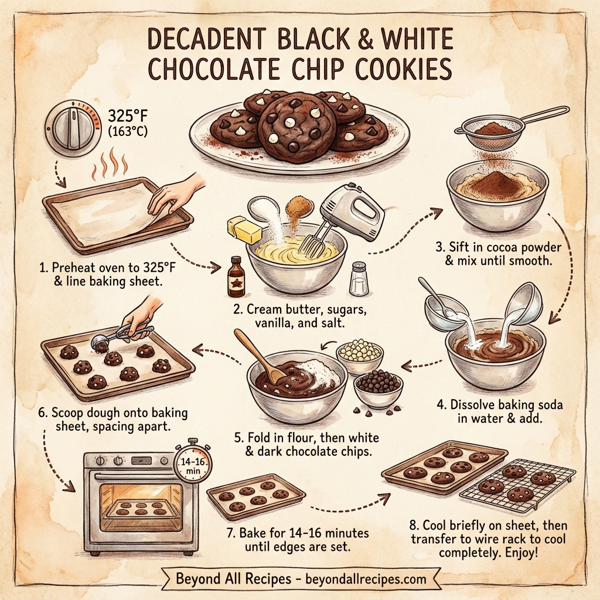 Decadent Black & White Chocolate Chip Cookies instructions