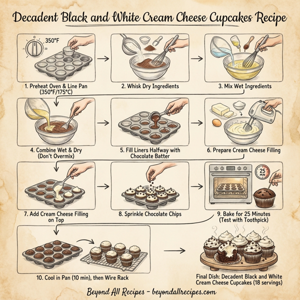 Decadent Black and White Cream Cheese Cupcakes instructions