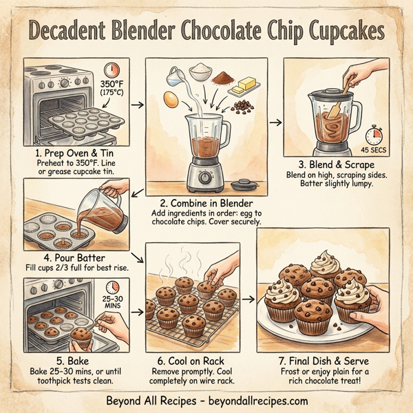 Decadent Blender Chocolate Chip Cupcakes instructions